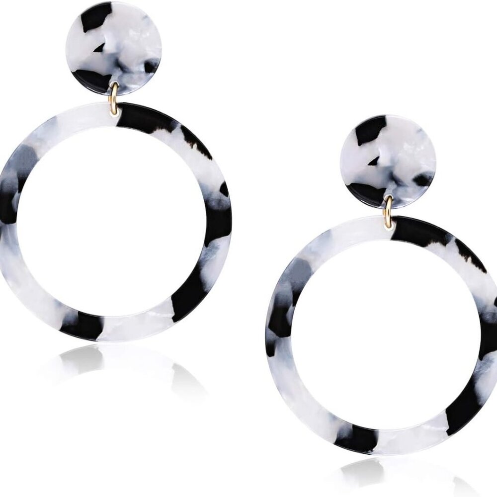 Elegant 2.5'' Tortoise Shell Drop Dangle Earrings… - image 1